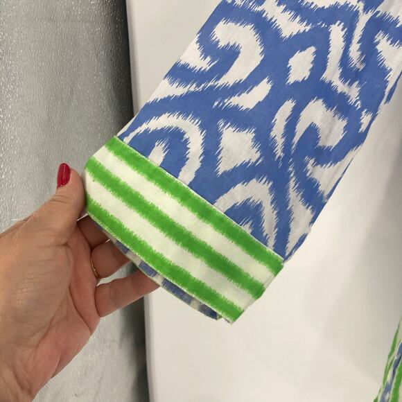 Gretchen Scott Designs Arabesque Tunic Top Blue Green Artsy Coastal Large Cotton - Picture 7 of 13